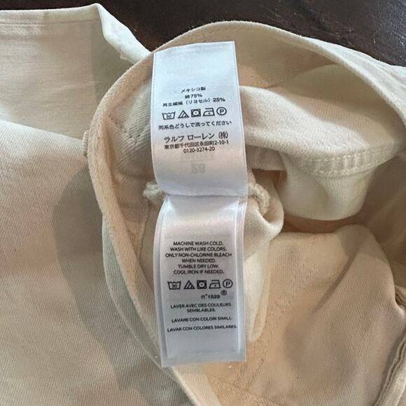Ralph Lauren Polo Cotton Pocket Switching Two Tone Pants Cream Color Women Sz 28 - Picture 10 of 13